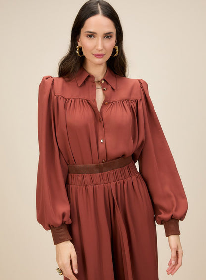 Camisa Punhos Tricot Marrom Skazi -SALE