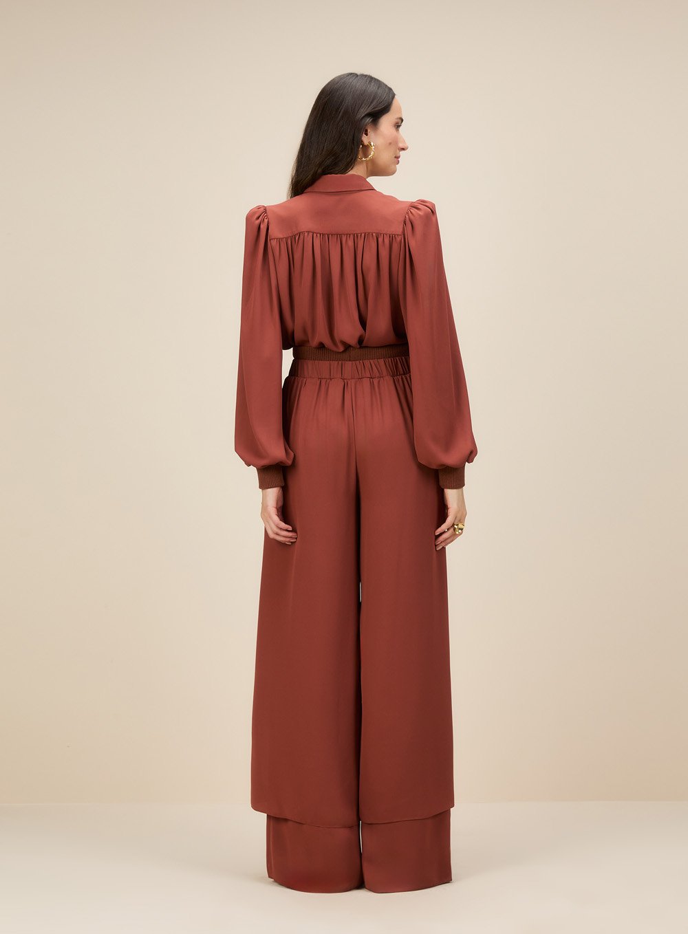 Camisa Punhos Tricot Marrom Skazi -SALE