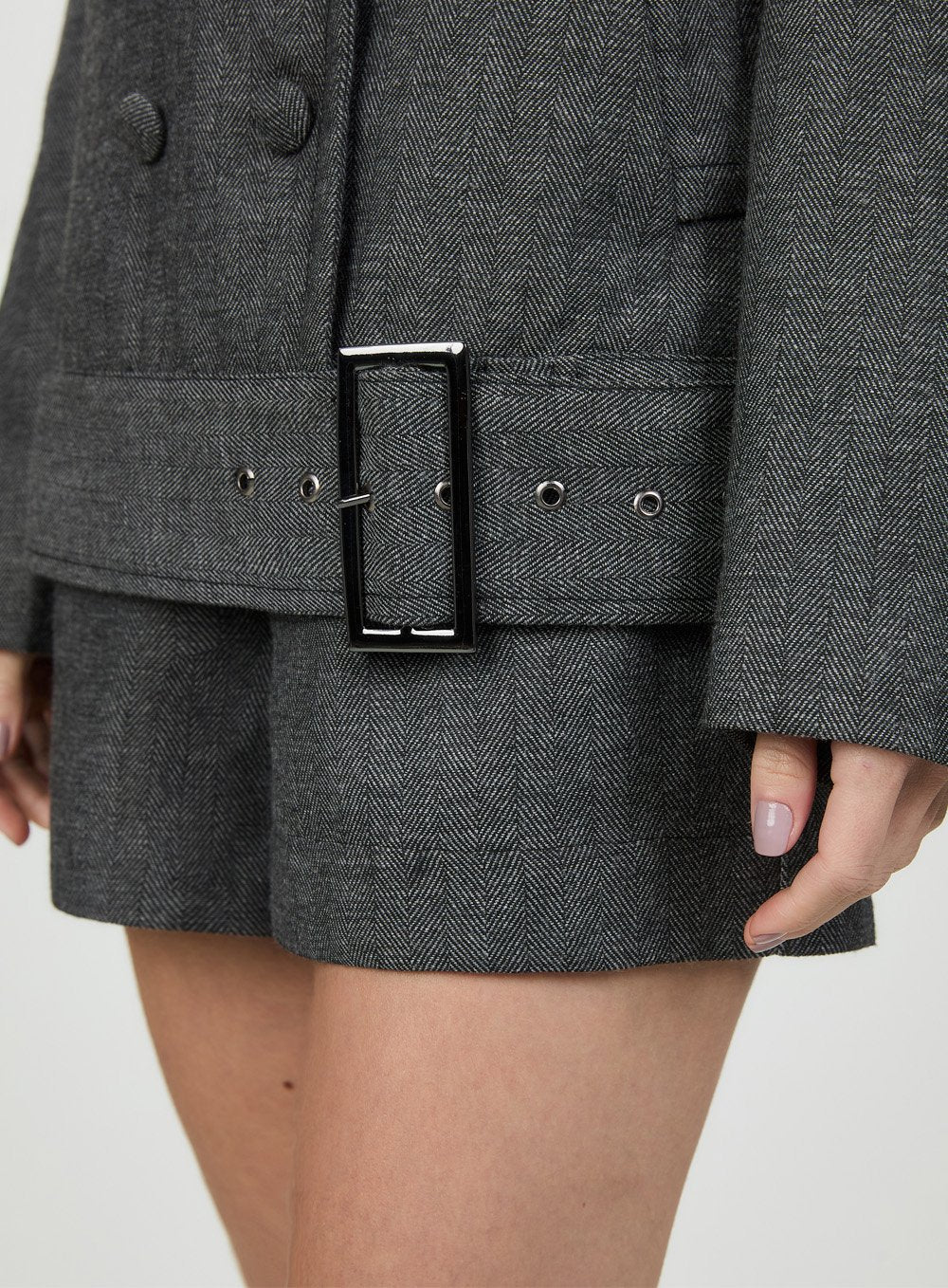 Casaco Alfaiataria Pespontado Preto/cinza Estampado Tufi Duek -SALE