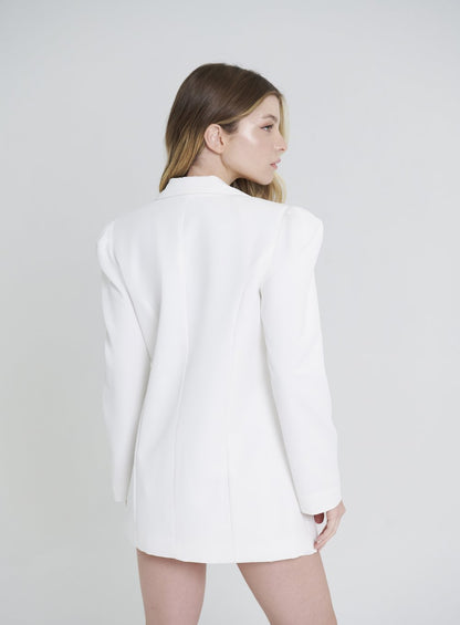 Casaco Alongado Alfaiataria Off White Skazi -SALE