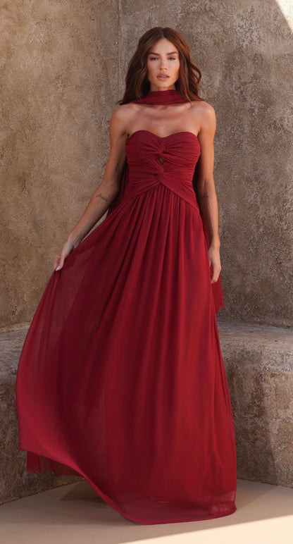 Vestido Verde ou Vermelho Tomara Que Caia Tule Drapeado Amicci