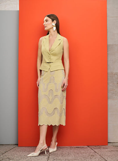 Colete Alfaiataria Cut Out Bege Tufi Duek -SALE