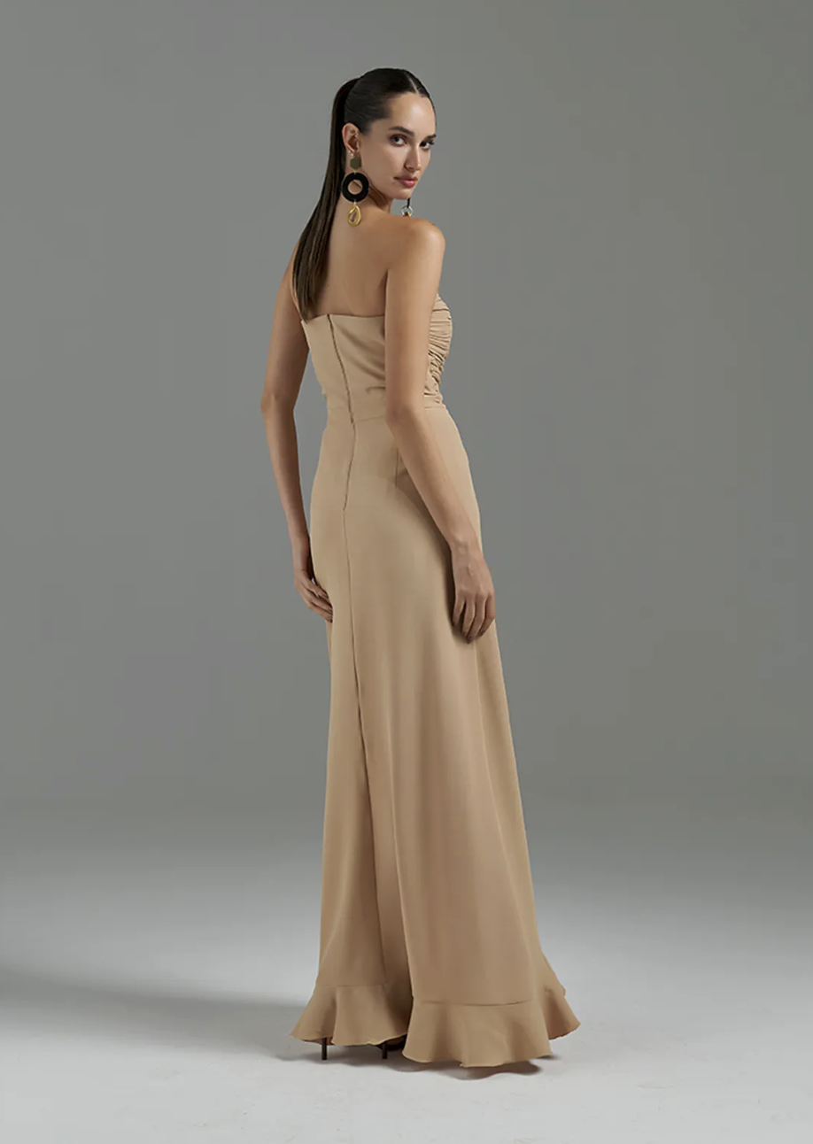 Vestido Nude Babados Fleche D'or