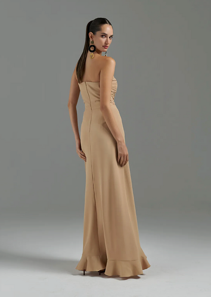 Vestido Nude Babados Fleche D'or