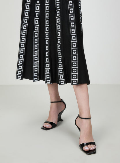 Conj. Top e Saia Tricot Quadriculado Preto Tufi Duek -SALE