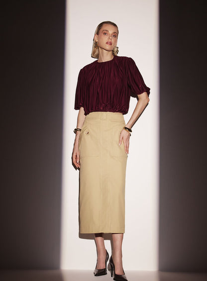 Blusa Balone Satine Bordô Tufi Duek -SALE