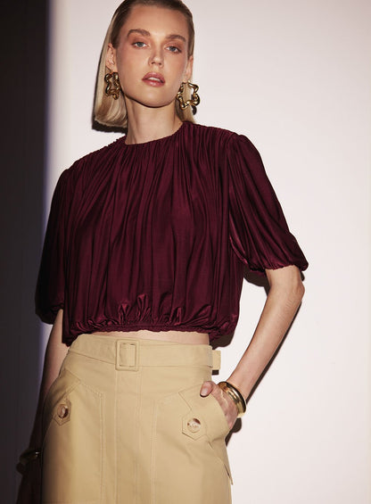 Blusa Balone Satine Bordô Tufi Duek -SALE