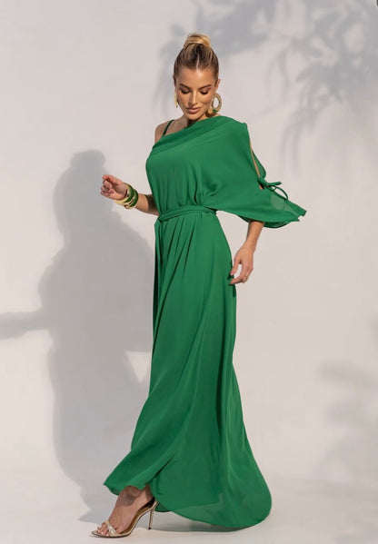 Vestido Verde Ombro Só Fluído Annie Pestana