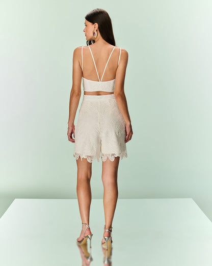 Conjunto Top e Bermuda Guippir Off White Tufi Duek -SALE