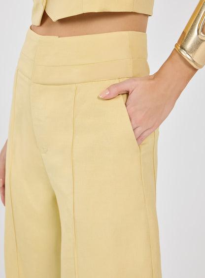 Conjunto Amarelo Cropped e Calça Pantalona Tufi Duek