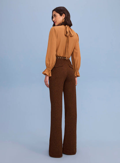 Blusa Caramelo Bordado Richelieu Skazi