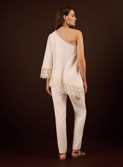 Conjunto Off White Ombro Só Renda Skazi