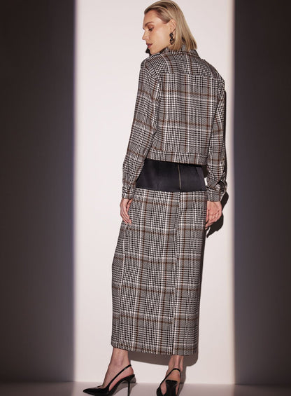 Conjunto Top e Saia Tweed Xadrez Tufi Duek -SALE