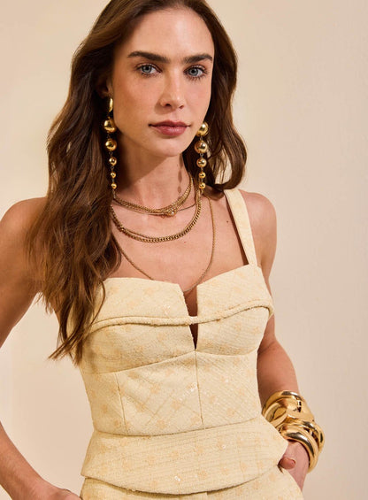 Conjunto Tweed Amarelo Skazi -SALE