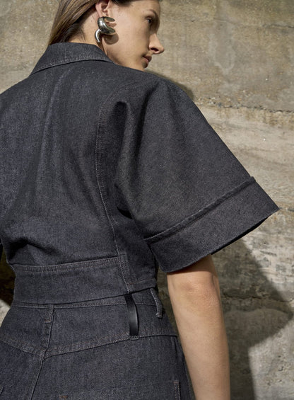 Jaqueta Croped Jeans Preto Tufi Duek -SALE