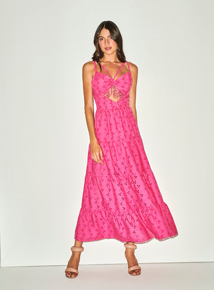 Vestido Rosa Bordado com Miçangas Skazi