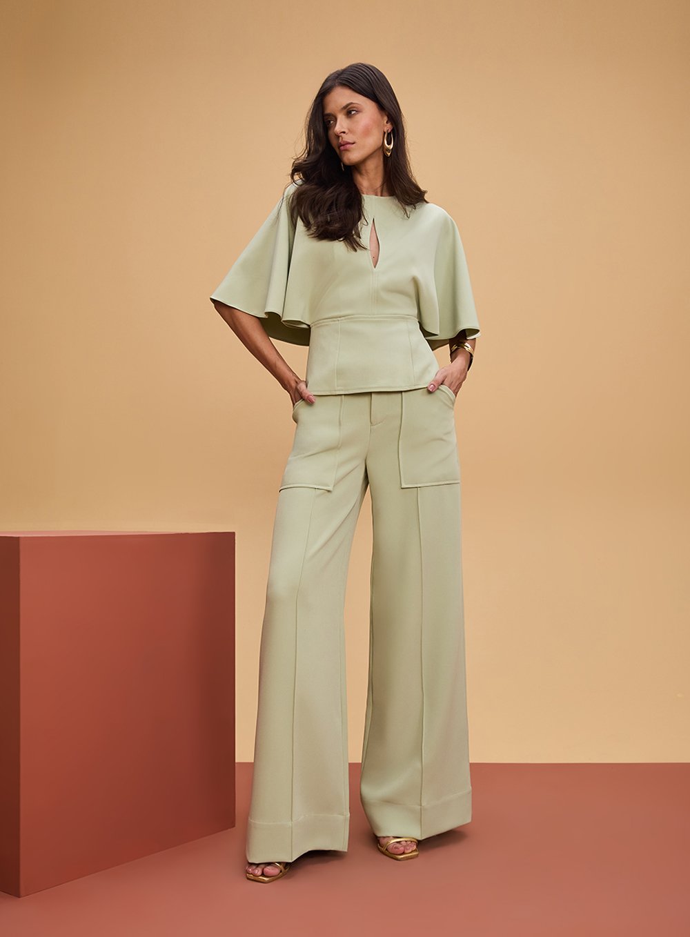 Blusa Capa Costas Verde Tufi Duek -SALE
