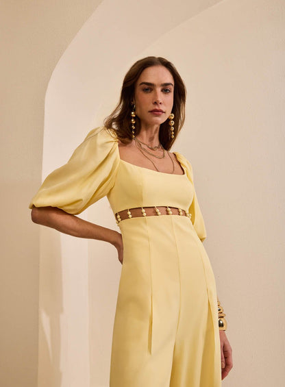 Macacão Boho Amarelo Skazi -SALE