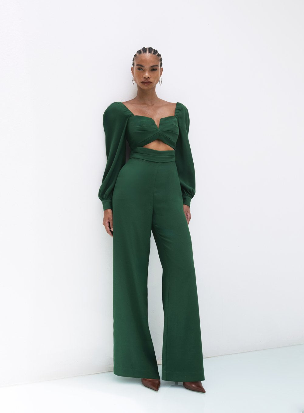 Macacão Corpo Pregueado Verde Tufi Duek -SALE