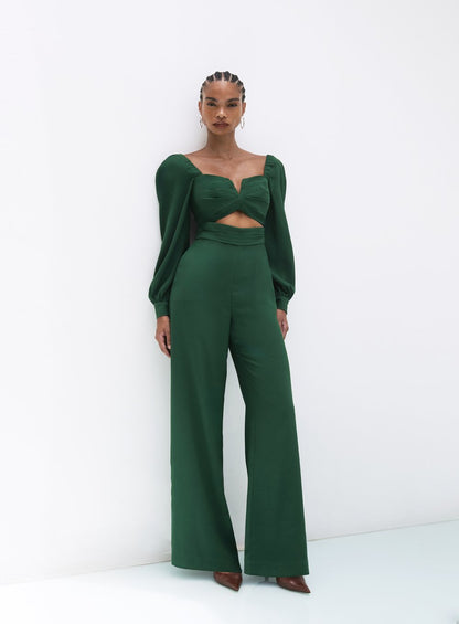 Macacão Corpo Pregueado Verde Tufi Duek -SALE