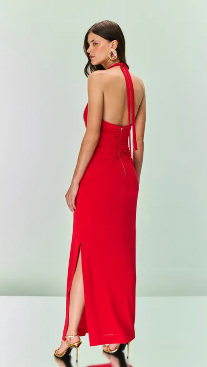 Vestido Vermelho Fenda Longo Basquiat Tufi Duek