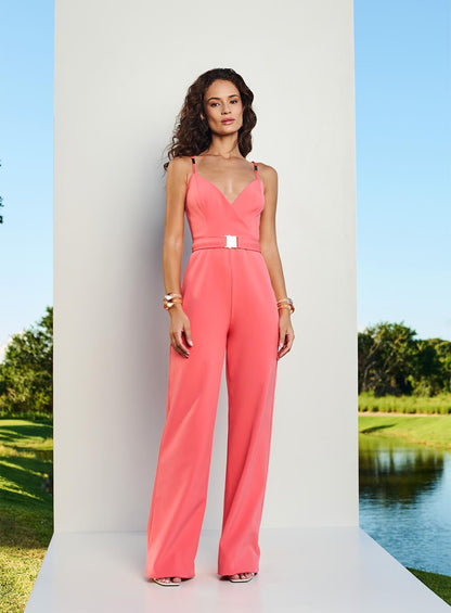 Macacão Jumpsuit Decote Trespasse Laranja Living Coral Tufi Duek -SALE