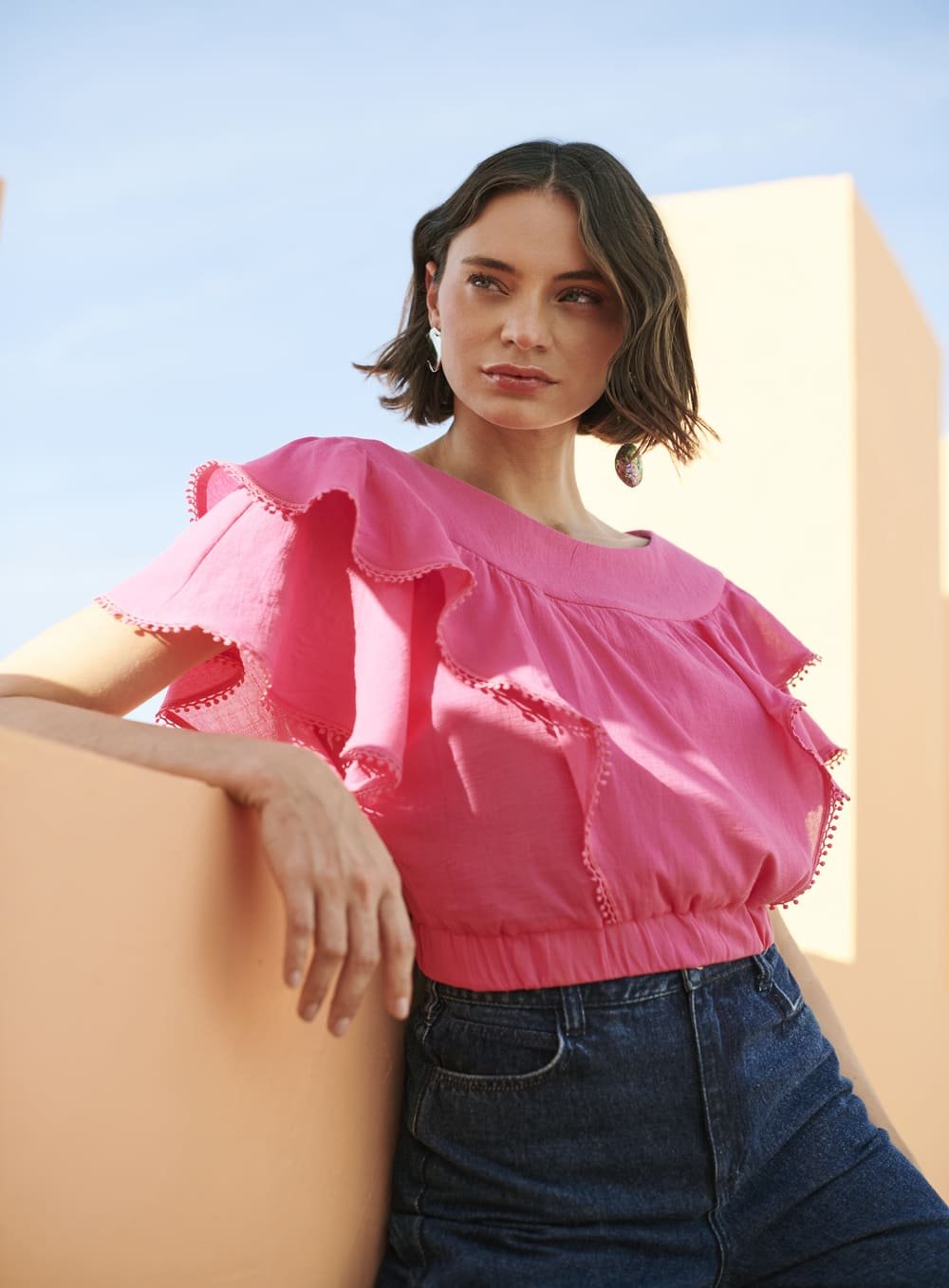 Blusa Ciganinha Camadas Rosa Skazi -SALE