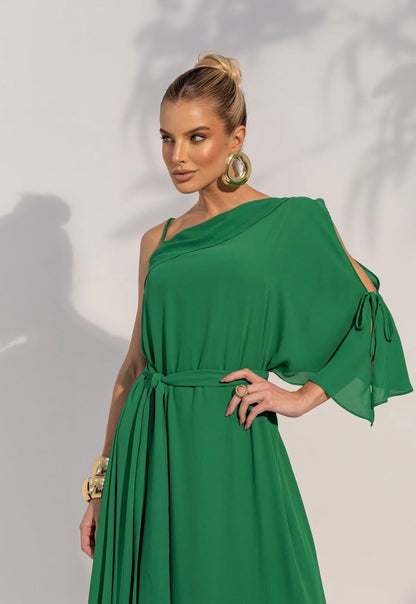 Vestido Verde Ombro Só Fluído Annie Pestana