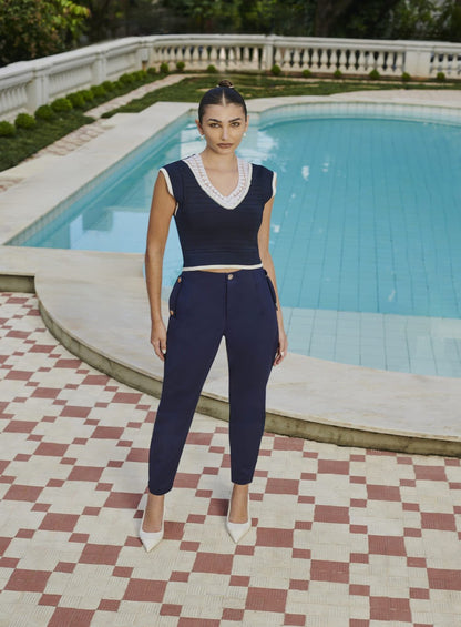 Blusa Colete Tricot Marinho Skazi -SALE