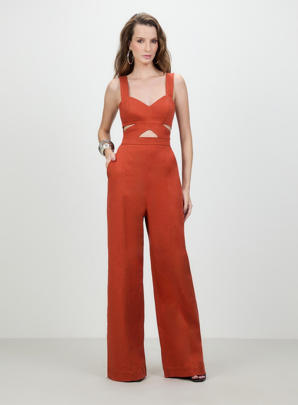Macacão Strapless Urucum Vermelho Tufi Duek -SALE