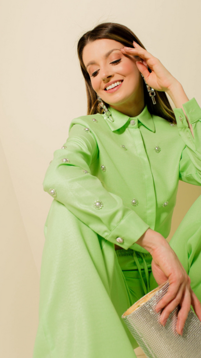 Conjunto Verde Com Brilhos Fleche D'or