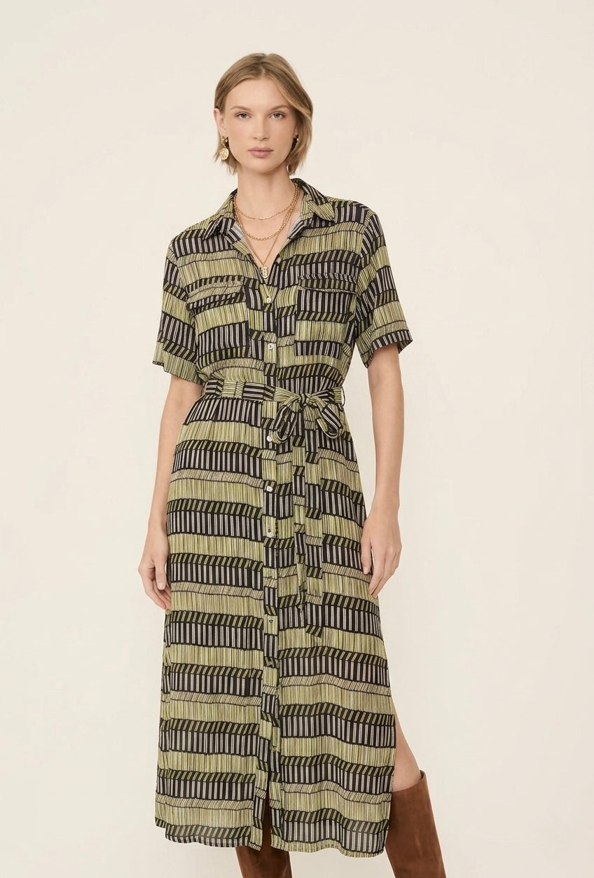 Chemise Verde e Preta Estampada Animale