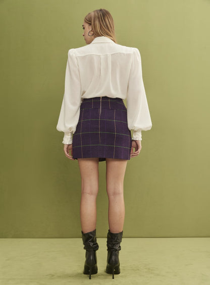 Saia Bolso Transfer Tweed Estampado Skazi -SALE