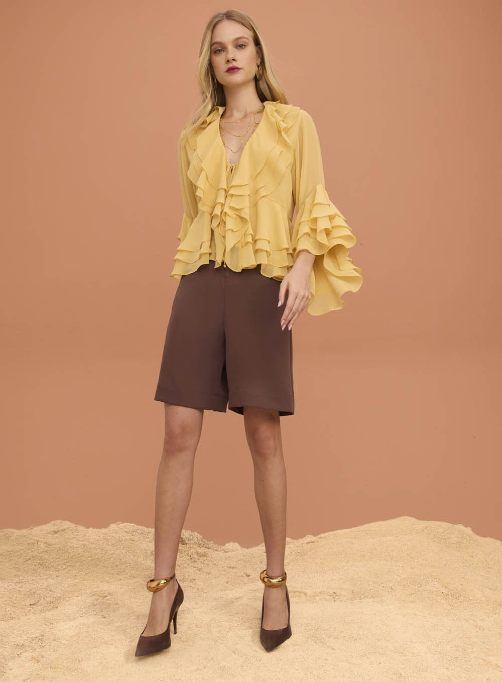 Blusa Cropped Babados Bordô Skazi -SALE