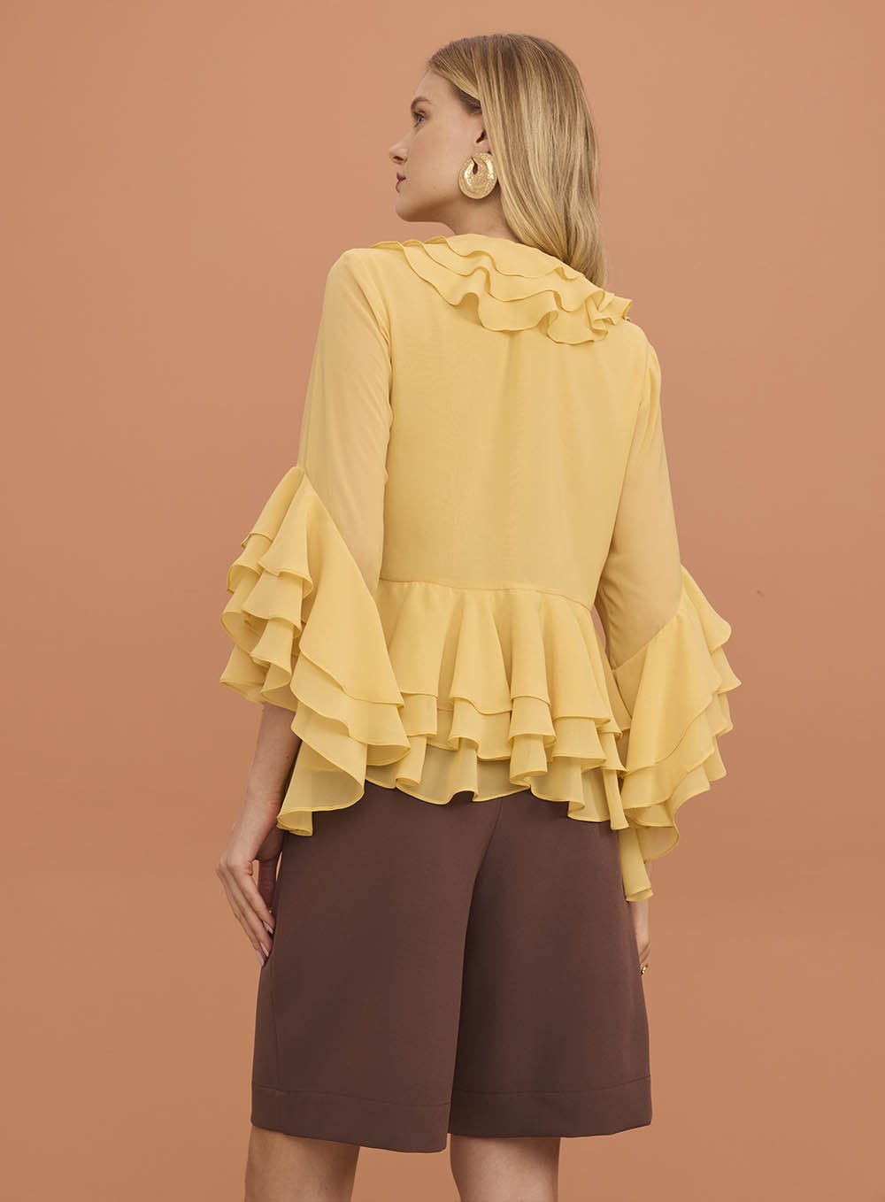 Blusa Cropped Babados Bordô Skazi -SALE
