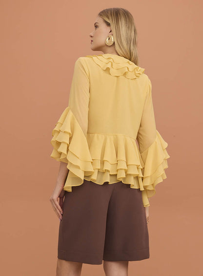 Blusa Cropped Babados Bordô Skazi -SALE