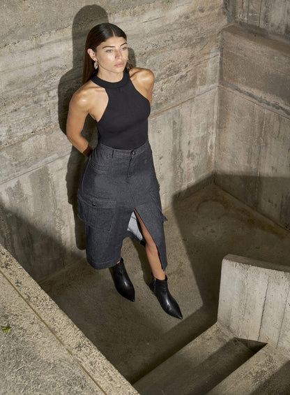 Saia Jeans Preto Tufi Duek -SALE