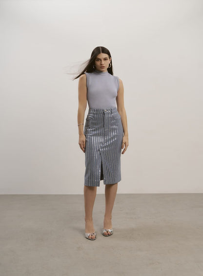 Saia Jeans Stripes Azul Tufi Duek -SALE