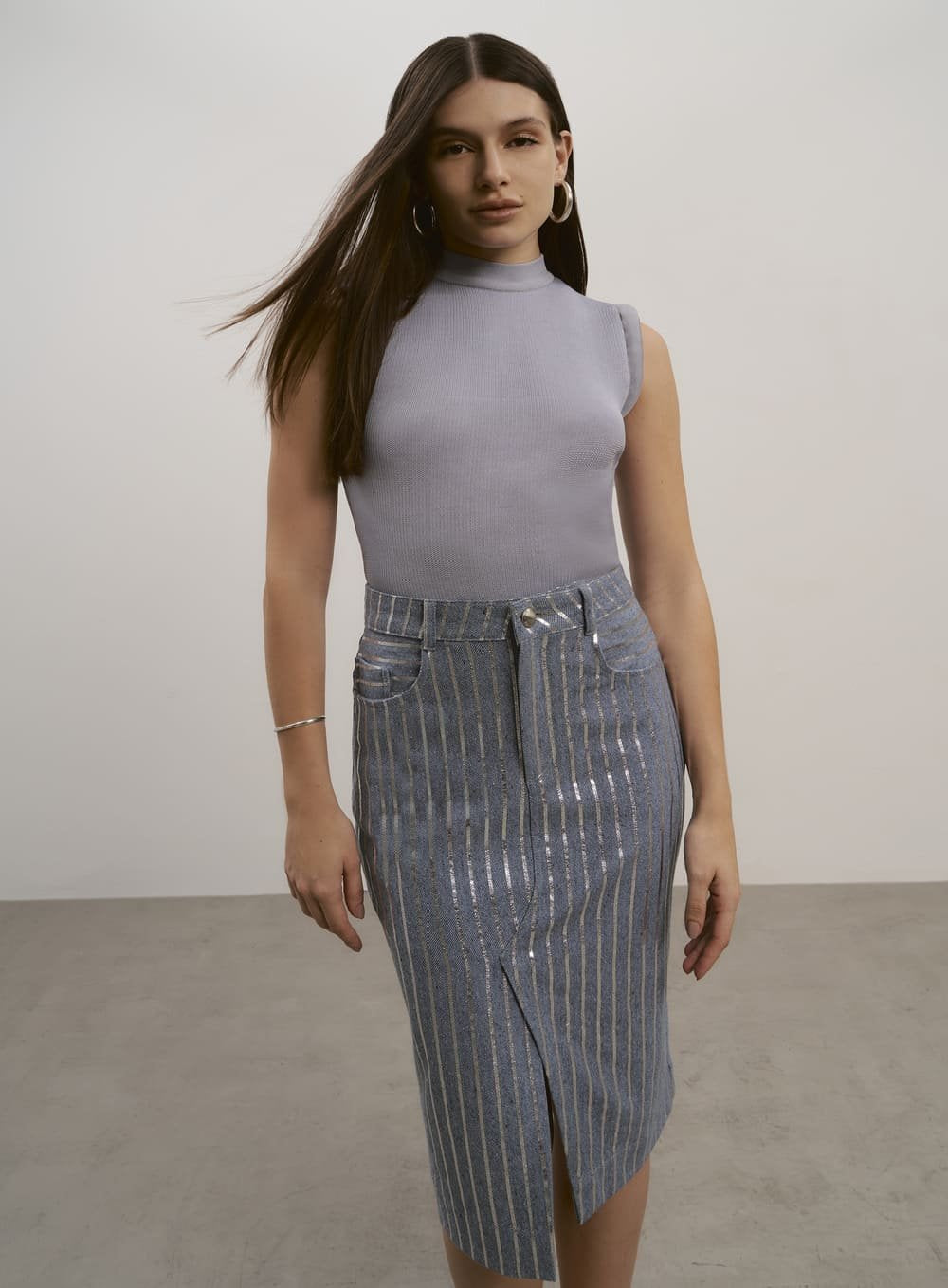 Saia Jeans Stripes Azul Tufi Duek -SALE