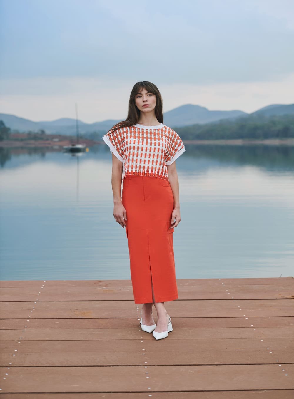 Saia Midi Cargo Laranja Tufi Duek -SALE