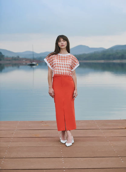 Saia Midi Cargo Laranja Tufi Duek -SALE