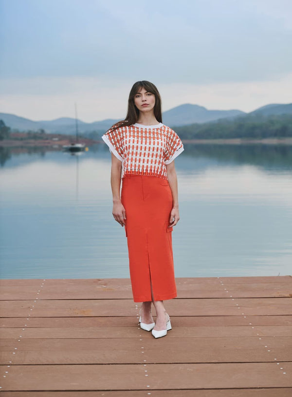 Saia Midi Cargo Laranja Tufi Duek -SALE