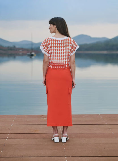 Saia Midi Cargo Laranja Tufi Duek -SALE