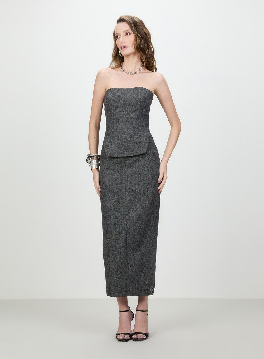 Saia Midi Chevron Preto Tufi Duek -SALE