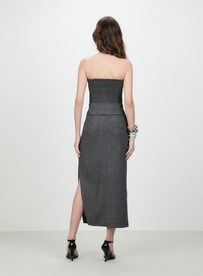 Saia Midi Chevron Preto Tufi Duek -SALE