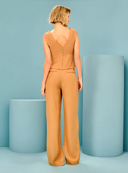 Blusa Cut Out Frontal Bege Tufi Duek -SALE