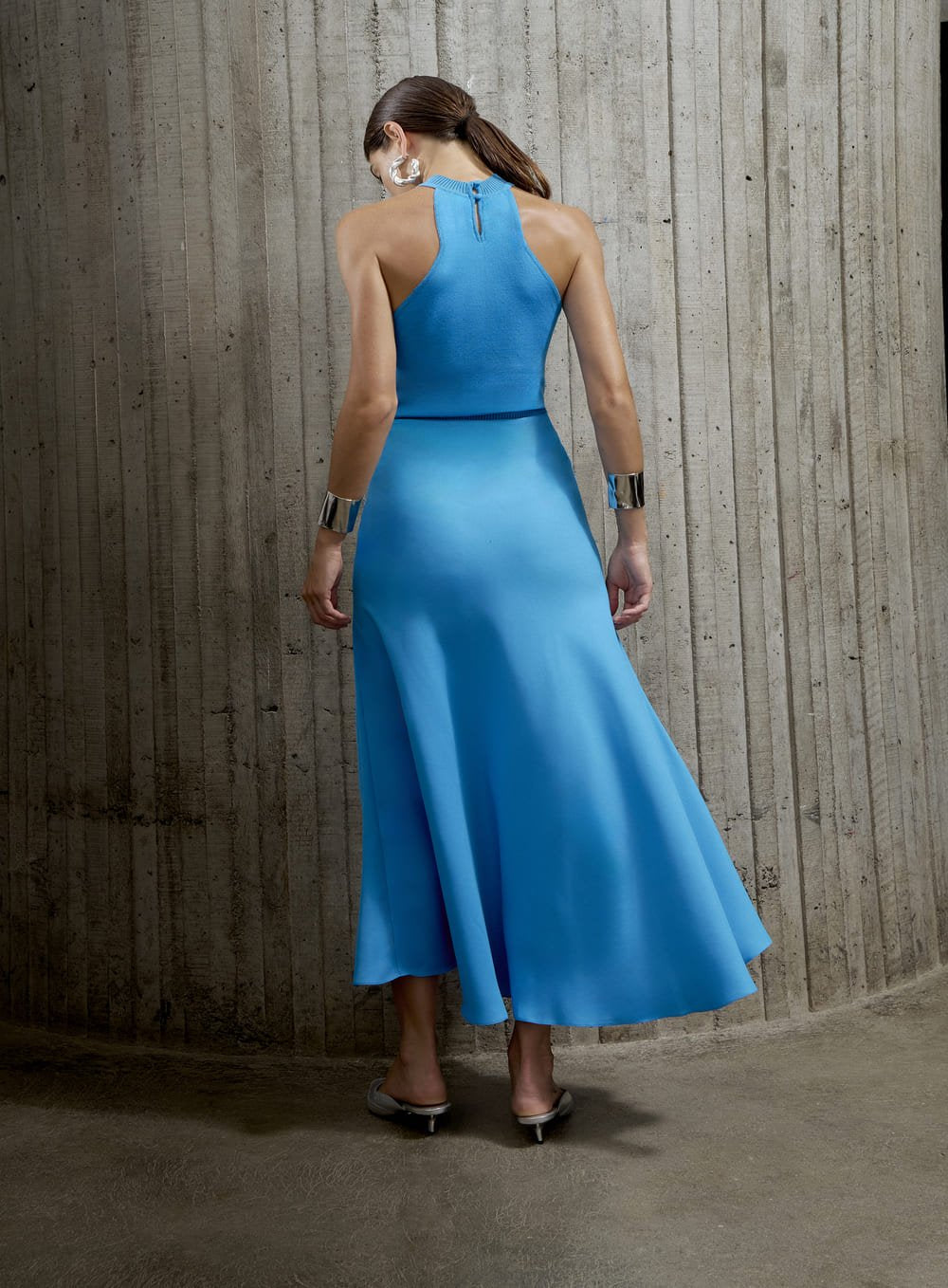 Saia Midi Viés Azul Tufi Duek -SALE