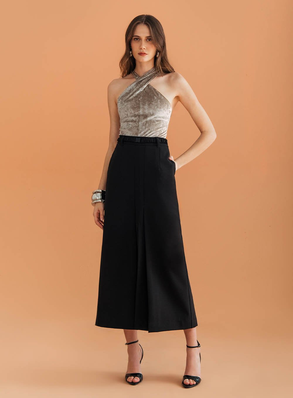 Saia Pregas Preto Skazi -SALE