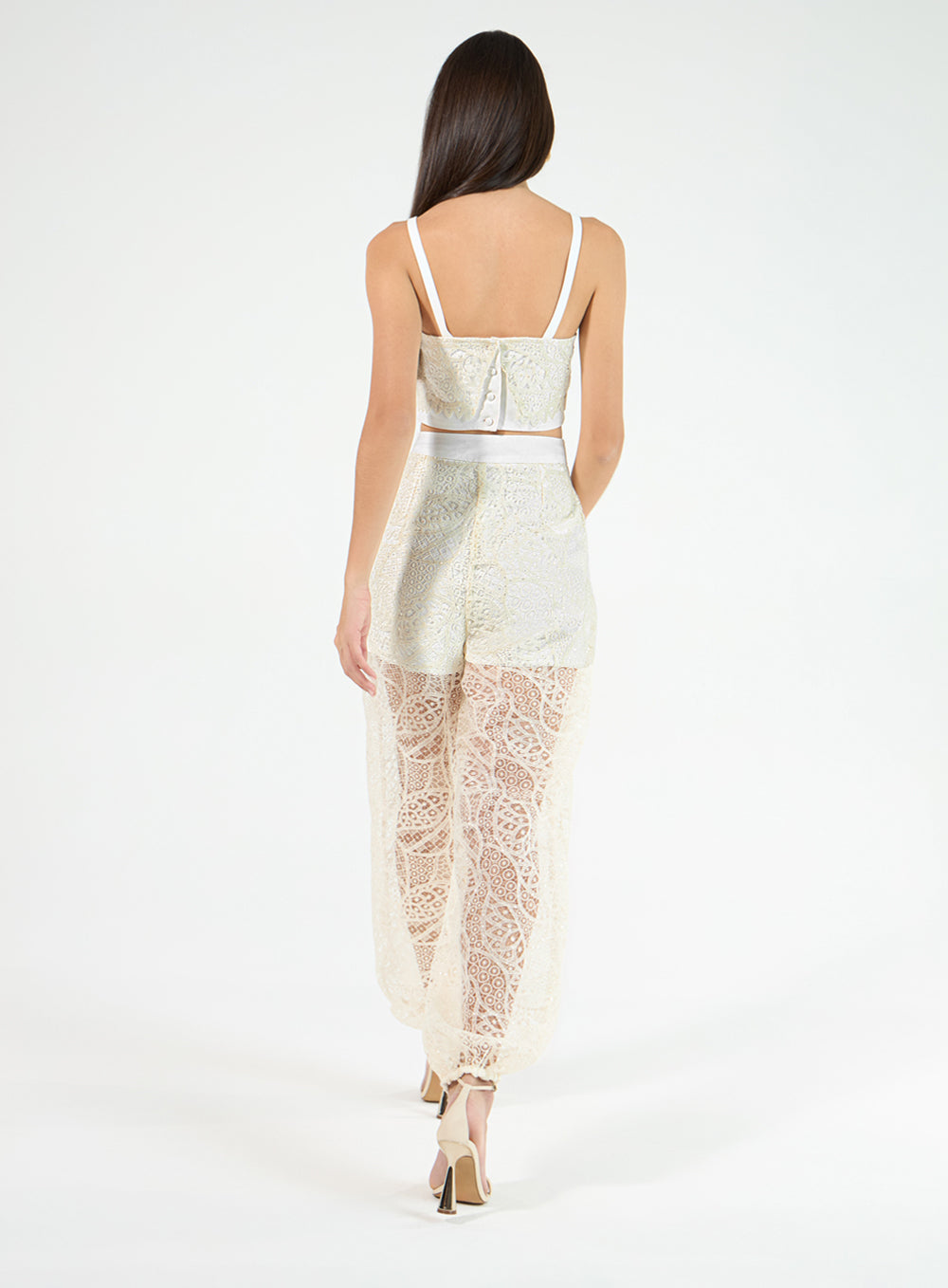 Conjunto Off White Renda com Brilho Tufi Duek