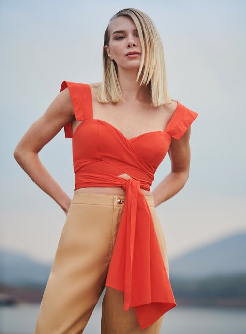 Top Amarracao Cintura Laranja Tufi Duek -SALE